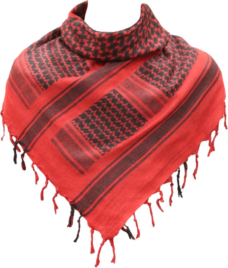 SHOPUKASA Cotton Shemagh Tactical Military Scarf Palestine Scarf Keffiyeh Head Neck Wrap gifts for Men & Women + Paper Bag - Image 1
